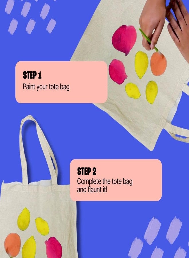 KITSTERS DIY Tote Bag Painting Kit | 100% Cotton Reusable Bags - Fabric Paints - Carbon Paper - Pen & Brushes | Birthday Gifting Items | Activity for Kids & Adults, Multicolour - Image 4